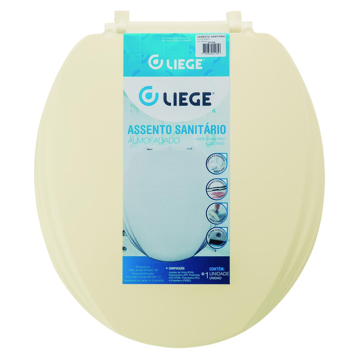 Assento SanitÃ¡rio Almofadado De PlÃ¡stico Bege Liege