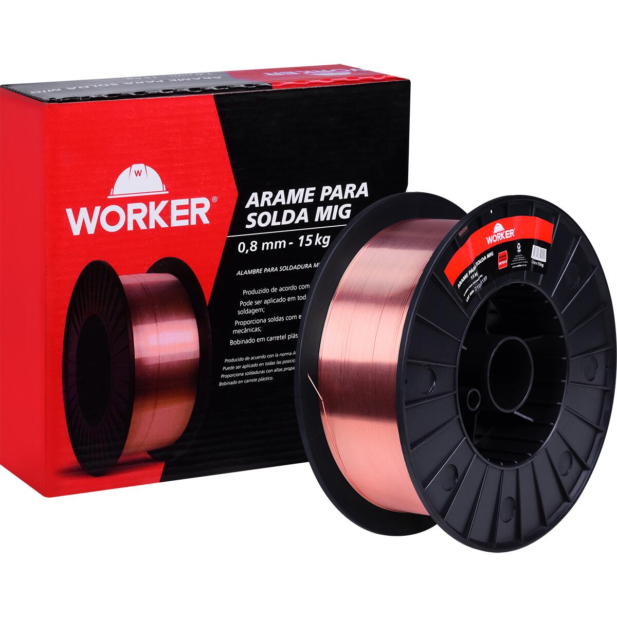 Arame De Solda Mig Carretel Em PlÃ¡stico 0,8Mm 15Kg Worker