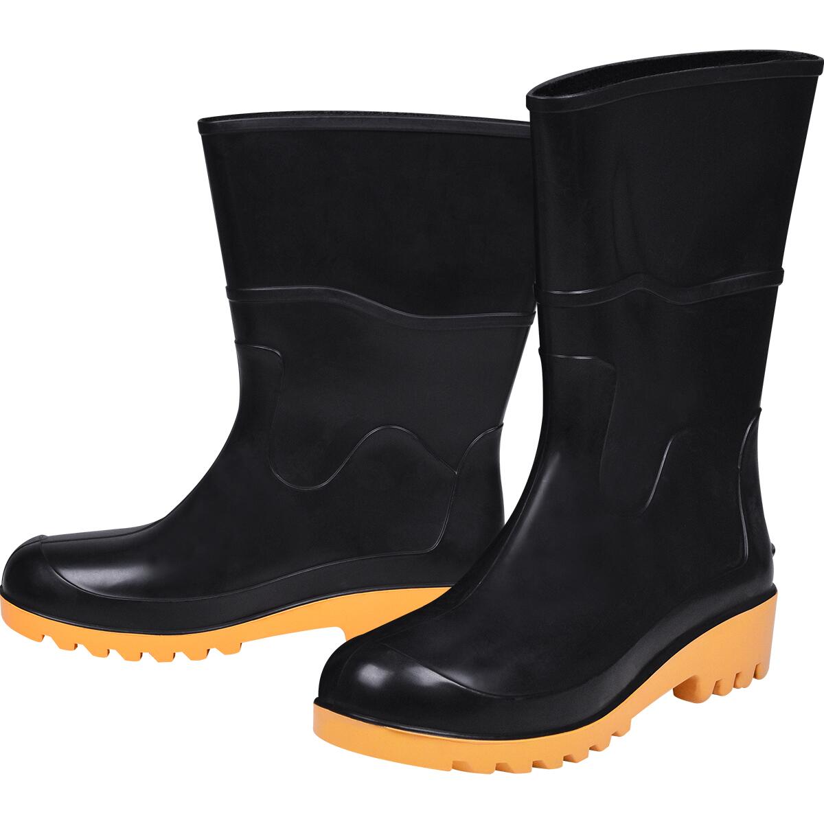 Bota Pvc Preta/amarela Cano MÃ©dio Com Forro NÂ°44/45 Worker