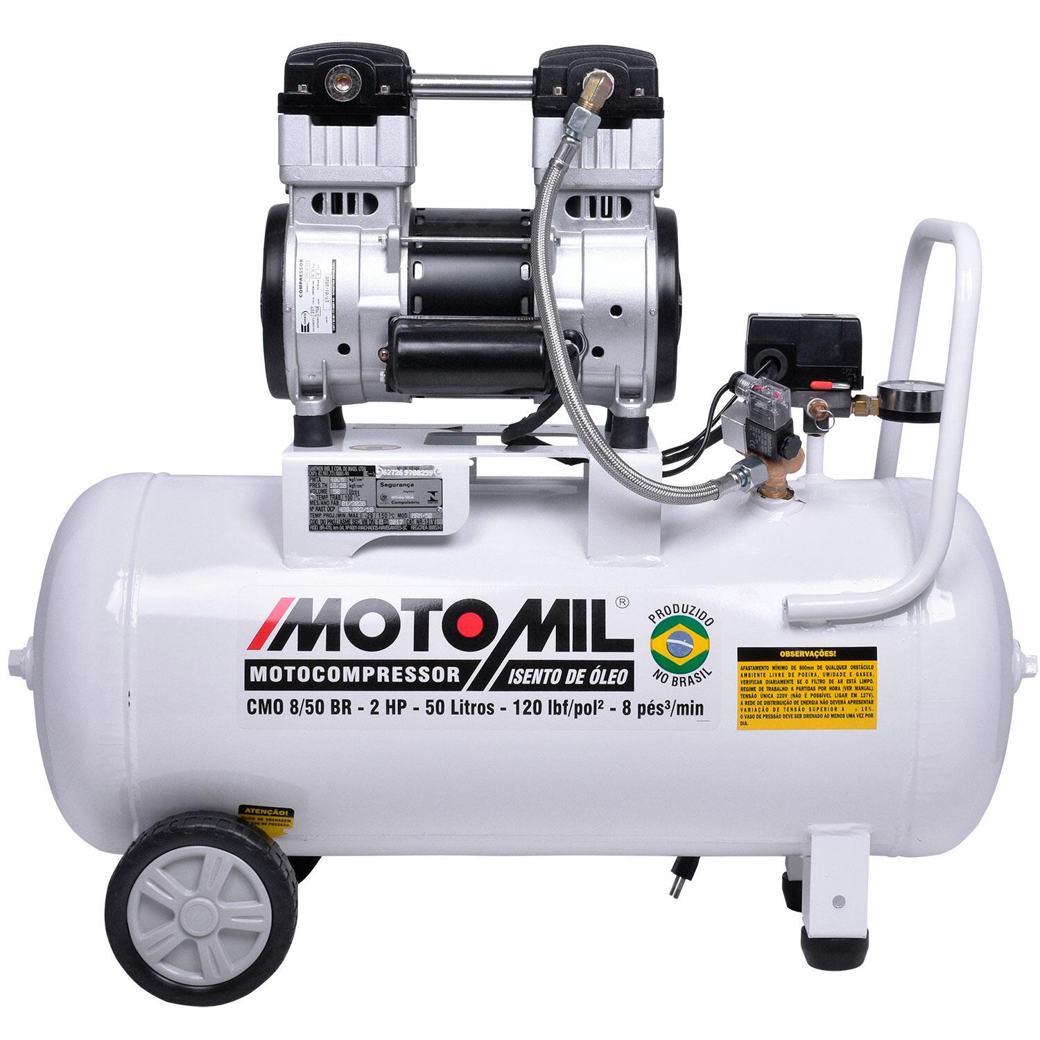 Compressor De Ar MÃ©dico OdontolÃ³gico Mono Branco 220V Motomil