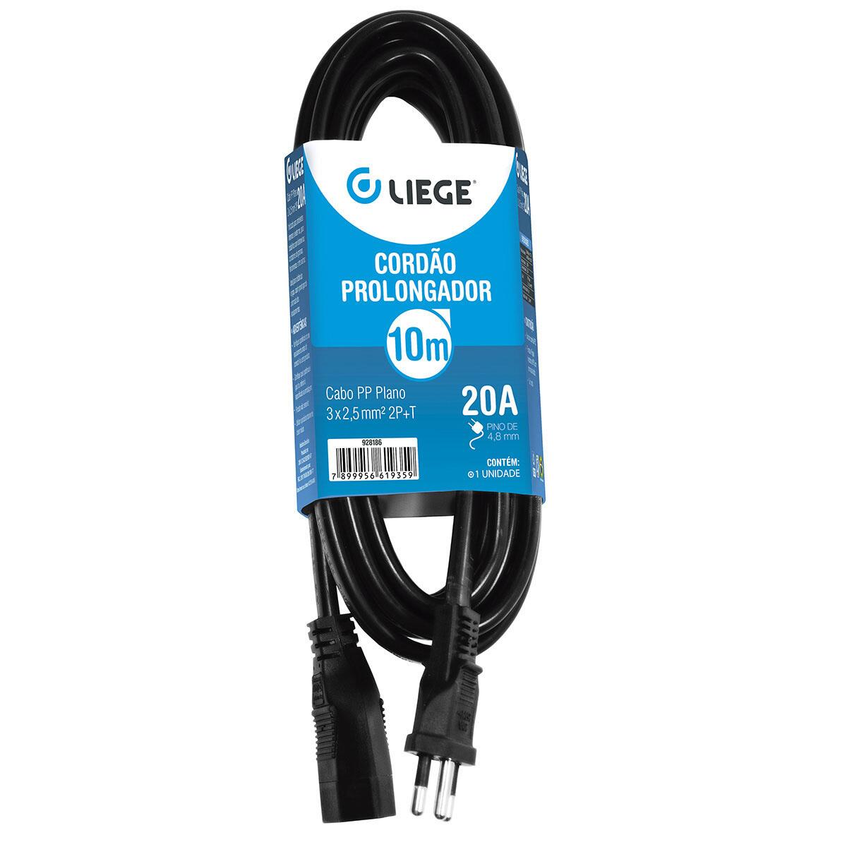 CordÃ£o Prolongador Liege Pp 3X2,50 10M 20A Pr