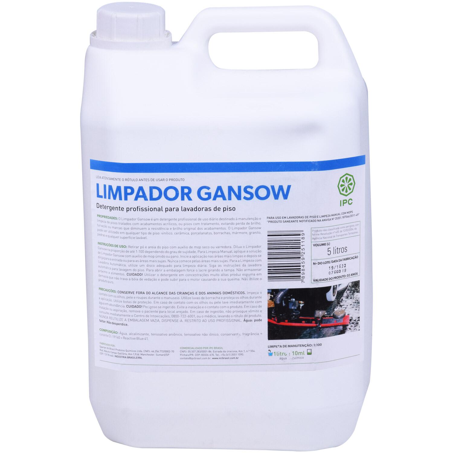 Detergente Limpador Gansow 5 Litros Uso DiÃ¡rio Lavadoras Piso Sbn71841 Ipc Soteco