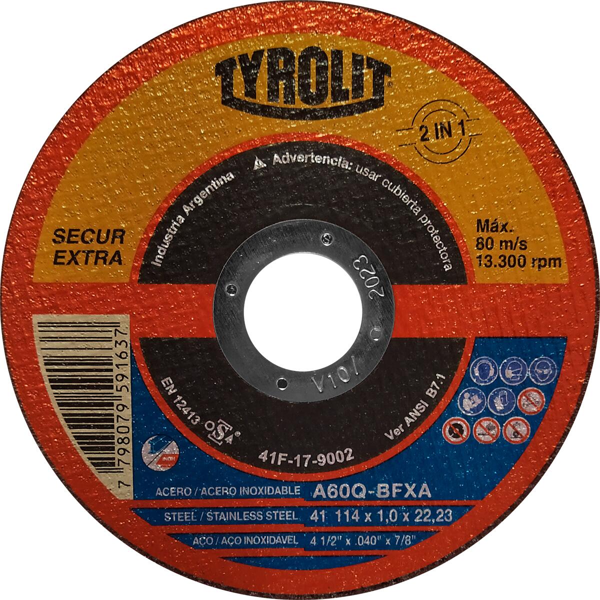 Disco De Corte Fino Premium Para AÃ§o Inox 4.1/2″x1Mm Tyrolit