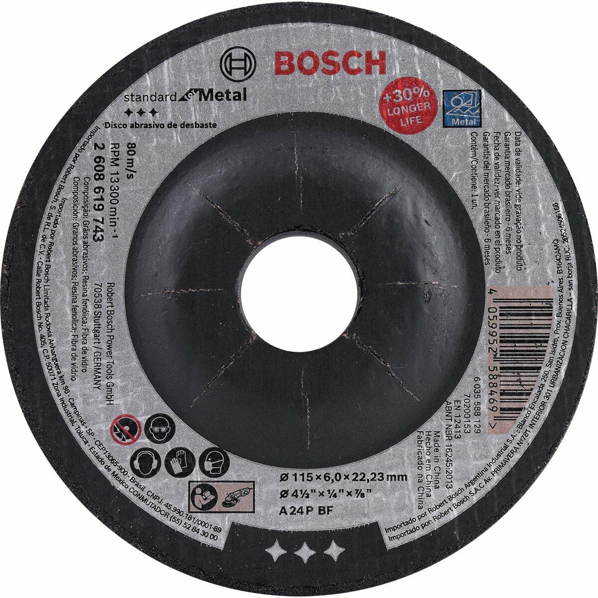 Disco De Desbaste Standard Deprimido Para Metal 4.1/2″ Bosch