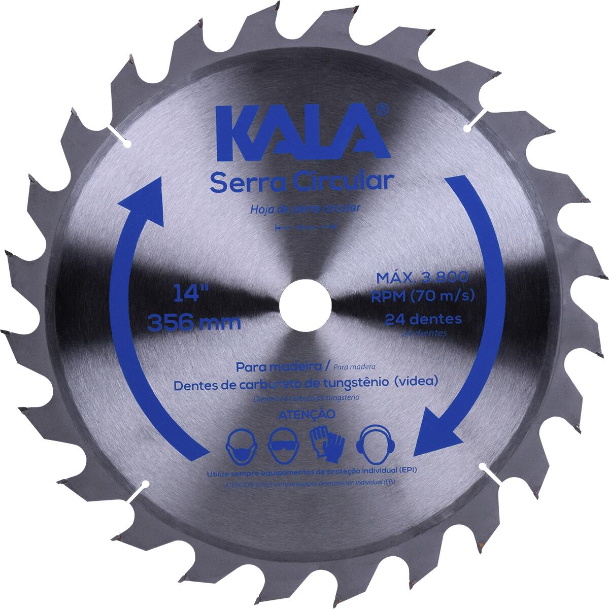 Disco Serra Circular 14â€ Para Madeira 24 Dentes 3800Rpm Kala