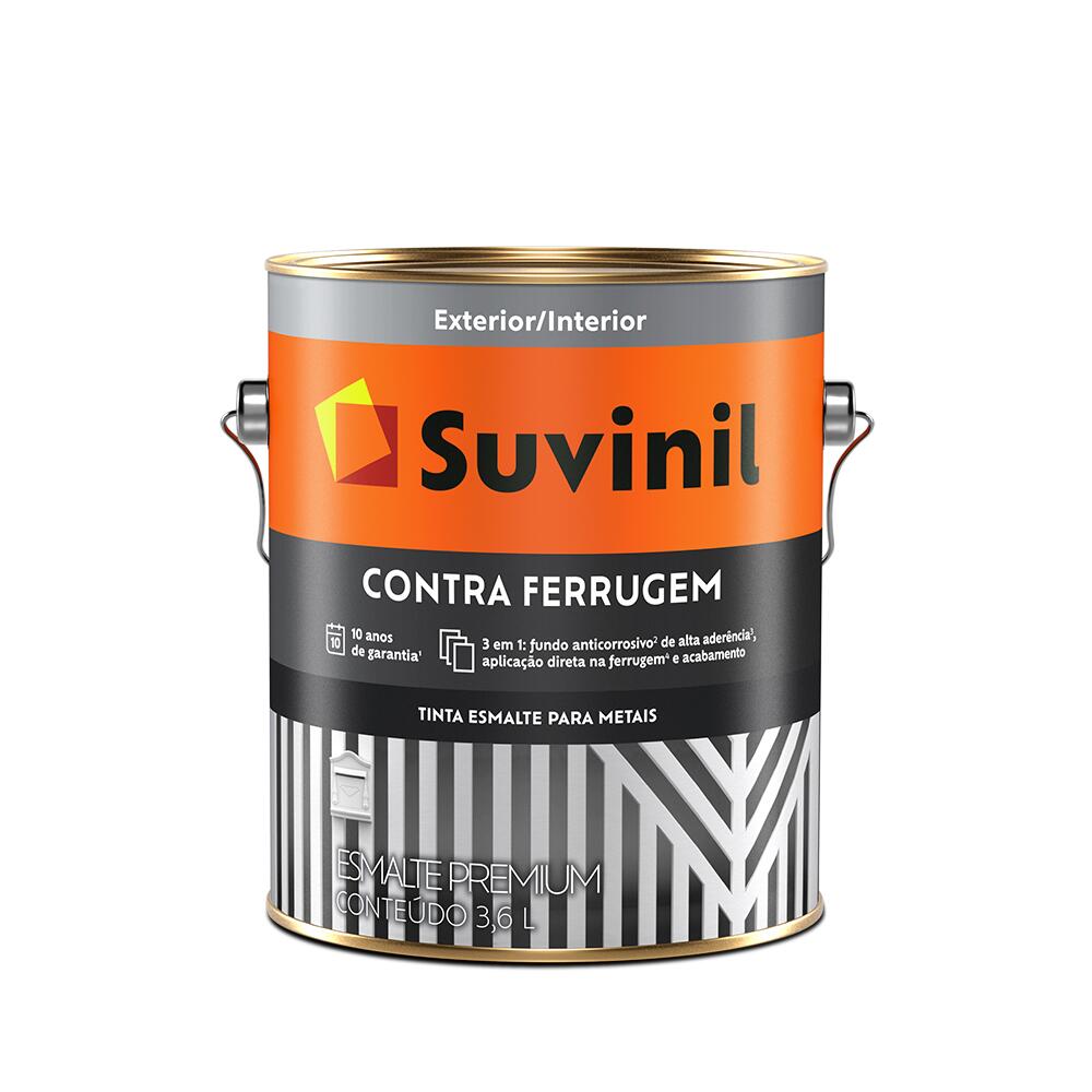Tinta Esmalte Contra Ferrugem Brilhante Cinza MÃ©dio 3,6L Suvinil