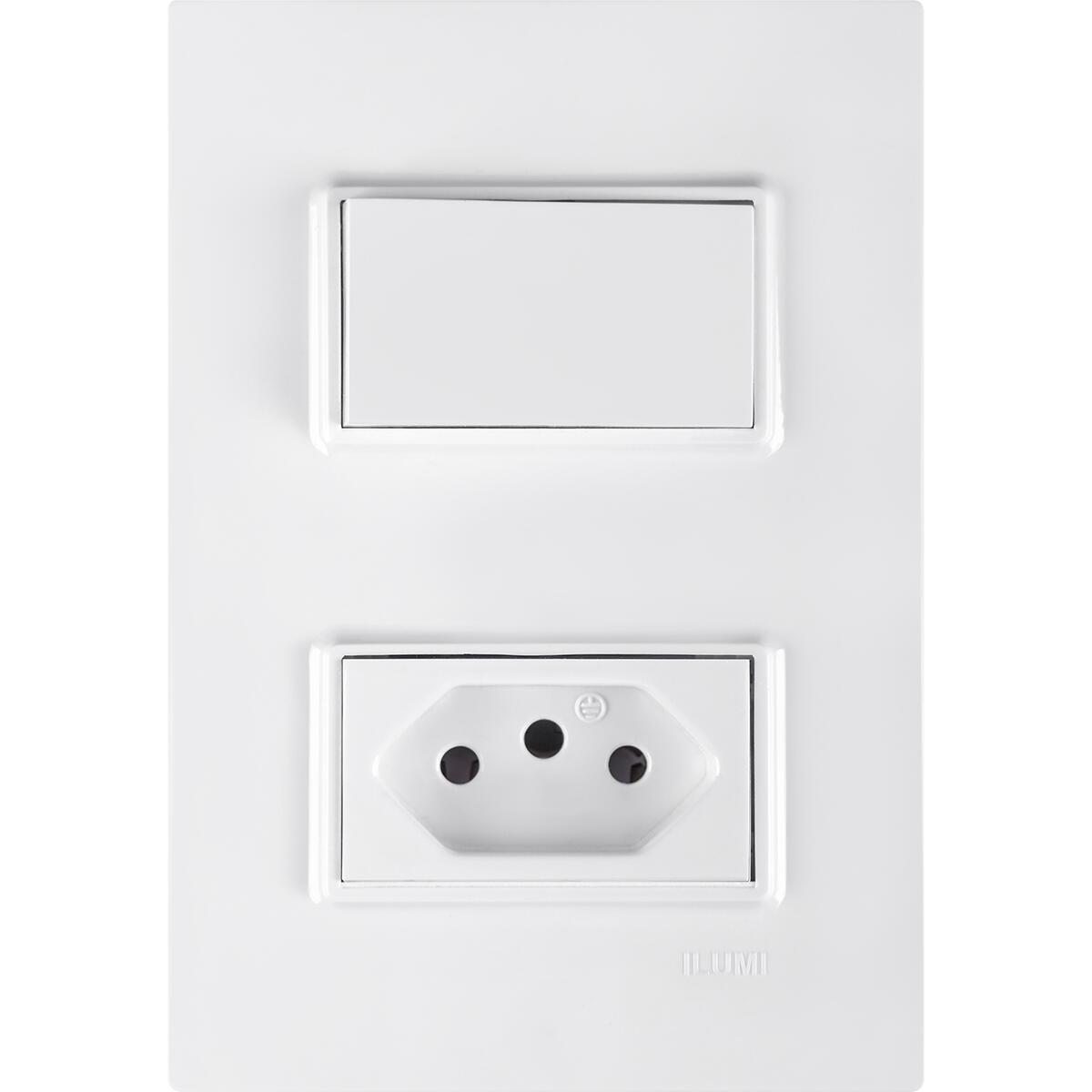 Interruptor 1Ts+Tomada 20A 250V Branco Vivaz Ilumi