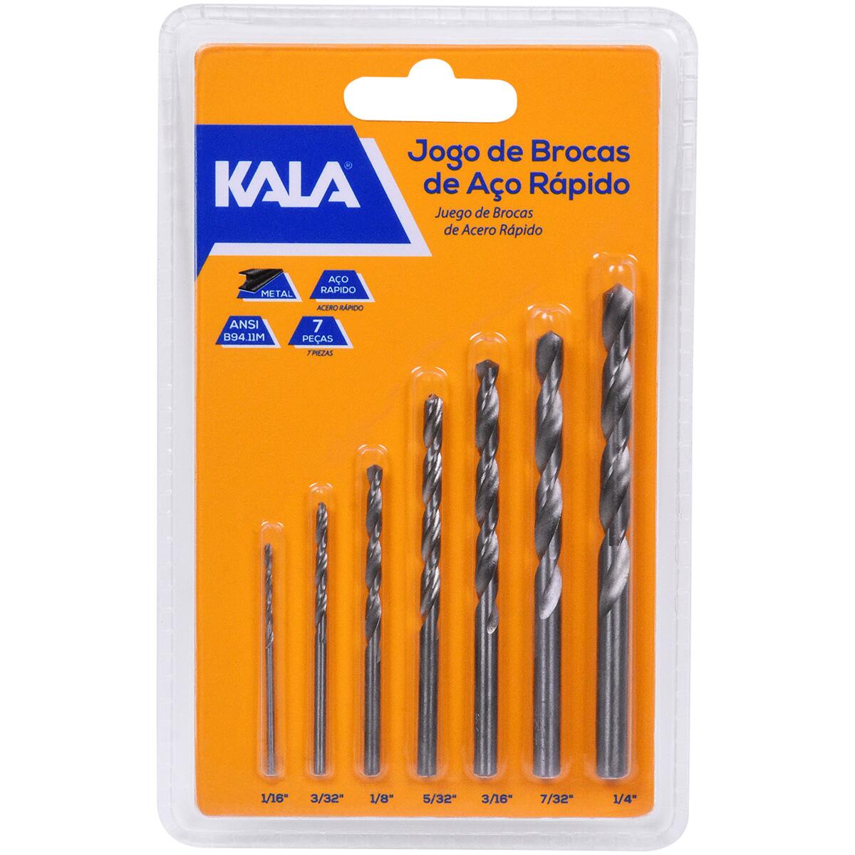 Jogo De Broca De AÃ§o RÃ¡pido Com 7 PeÃ§as 1/16″ A 1/4″ Kala