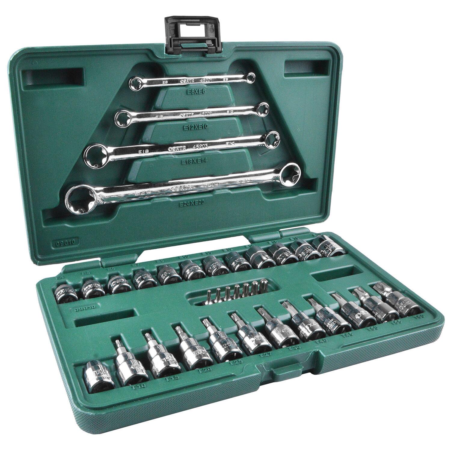 Jogo De Soquetes E Chaves E-Torx 3/8″ St09010Sj Sata -35 PÃ§s