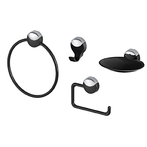 Kit Banheiro Lavello 4 Pecas Preto/crom