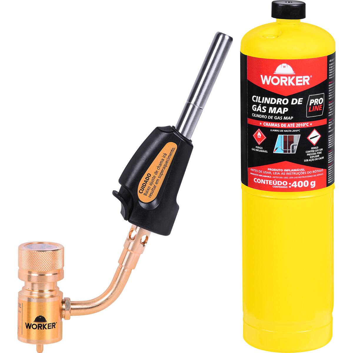 Kit Cilindro De GÃ¡s Mapp AÃ§o Com MaÃ§arico PortÃ¡til Worker