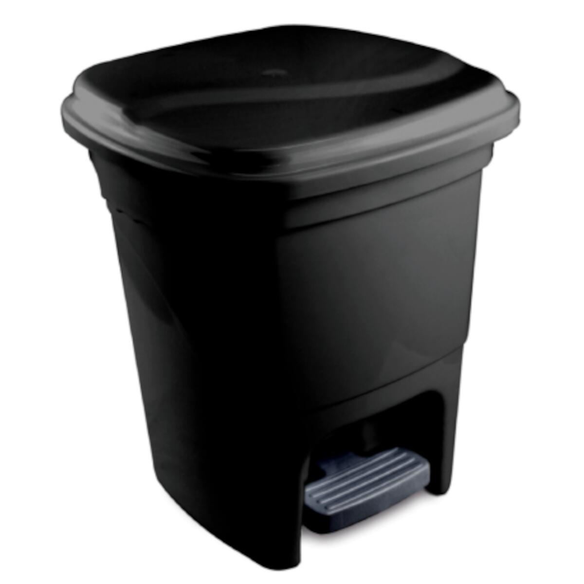 Lixeira Com Pedal 15L Preta Plasvale