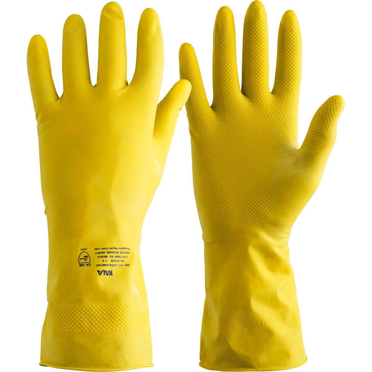 Luva LÃ¡tex Natural Com Interior Flocada Amarela G Kala