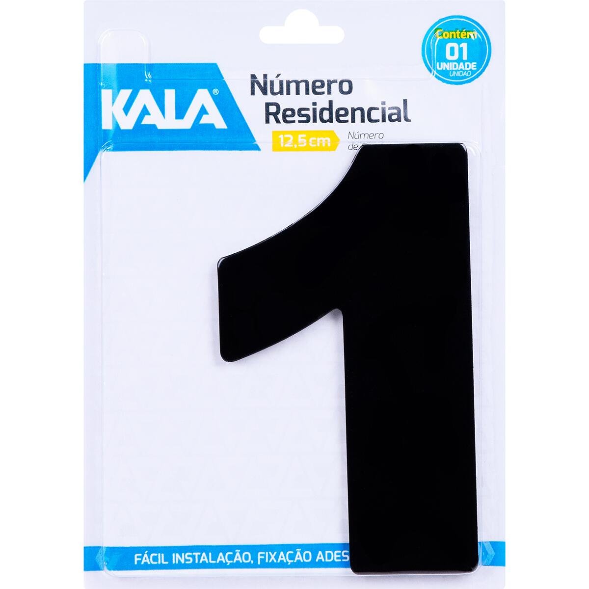 NÃºmero Residencial NÂ°1 Preto 12,5Cm Kala