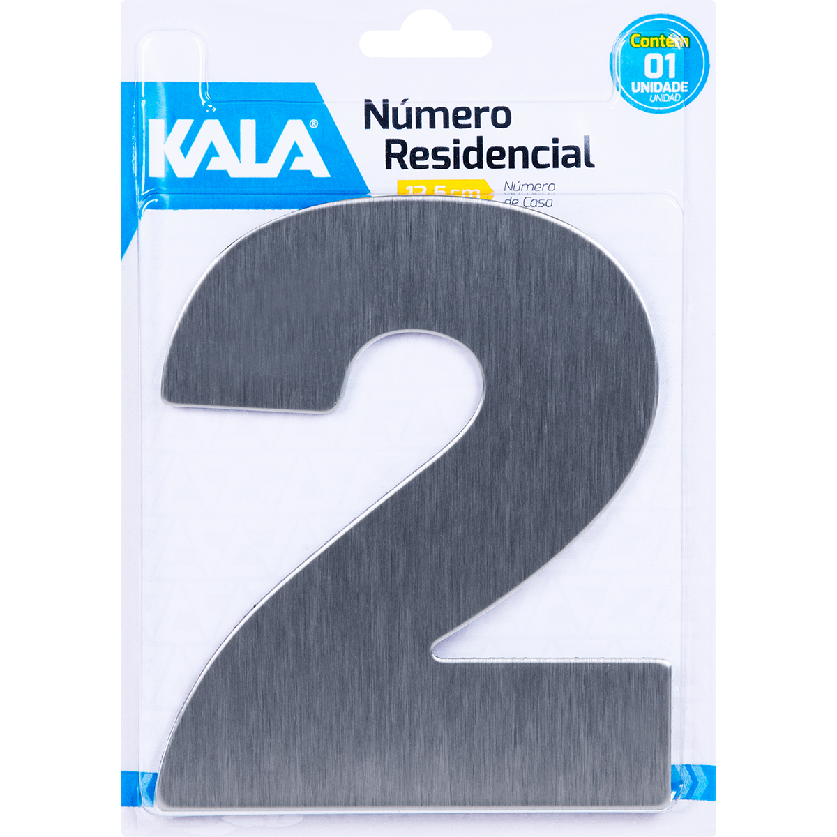 NÃºmero Residencial NÂ°2 AÃ§o Escovado 12,5Cm Kala