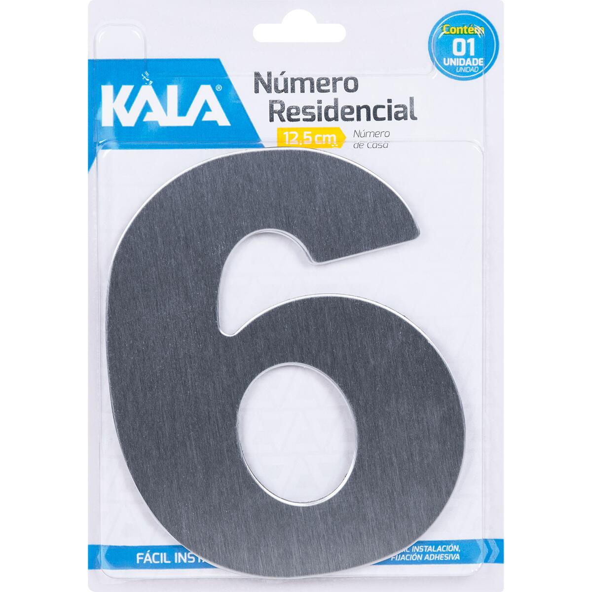 NÃºmero Residencial NÂ°6 AÃ§o Escovado 12,5Cm Kala