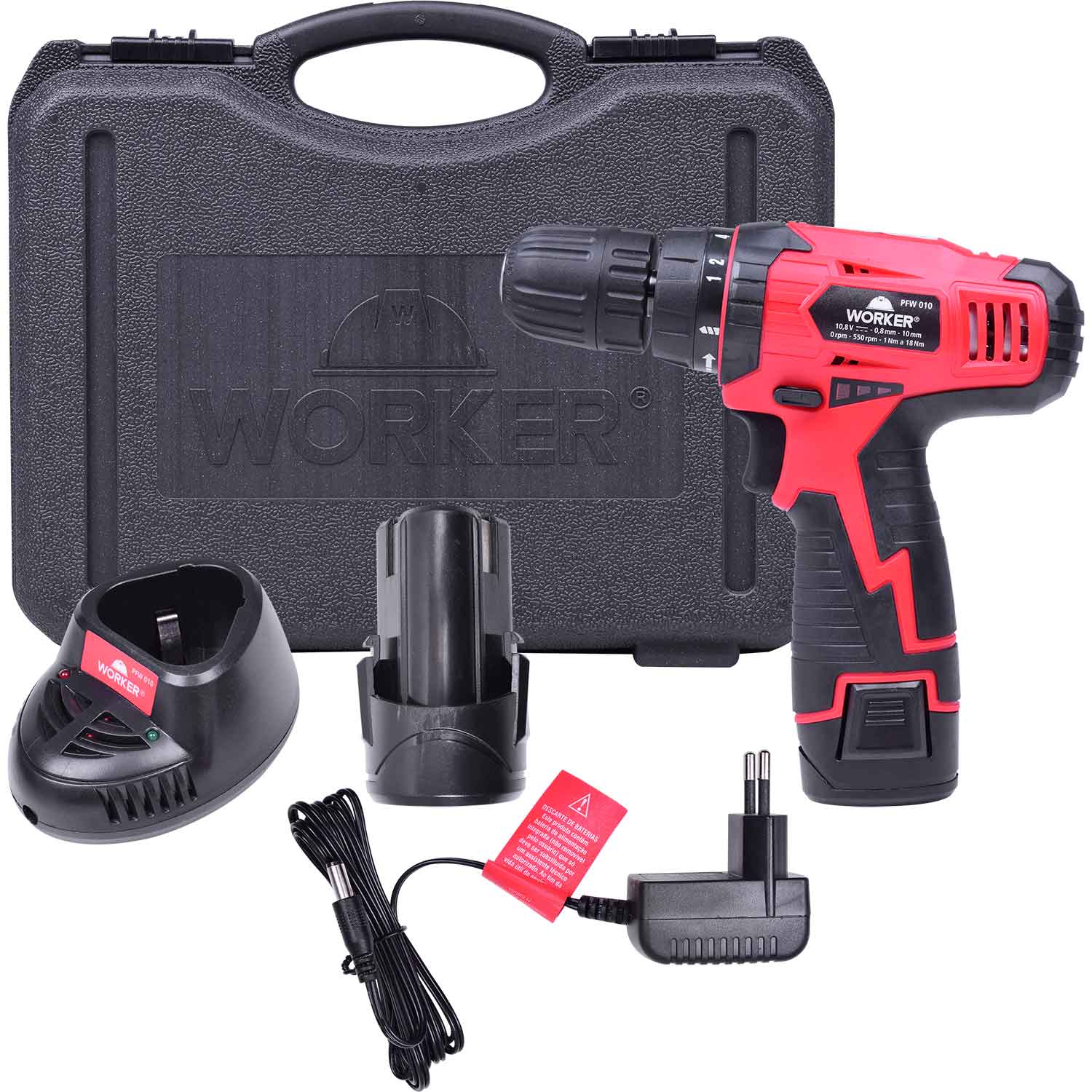 Furadeira E Parafusadeira Ã€ Bateria 10,8V 17 PeÃ§as Biv Worker