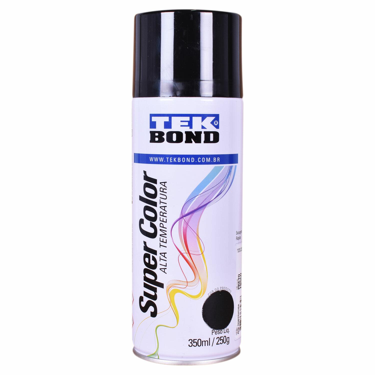 Tinta Spray Alta Temperatura Preto Fosco 350Ml Tekbond