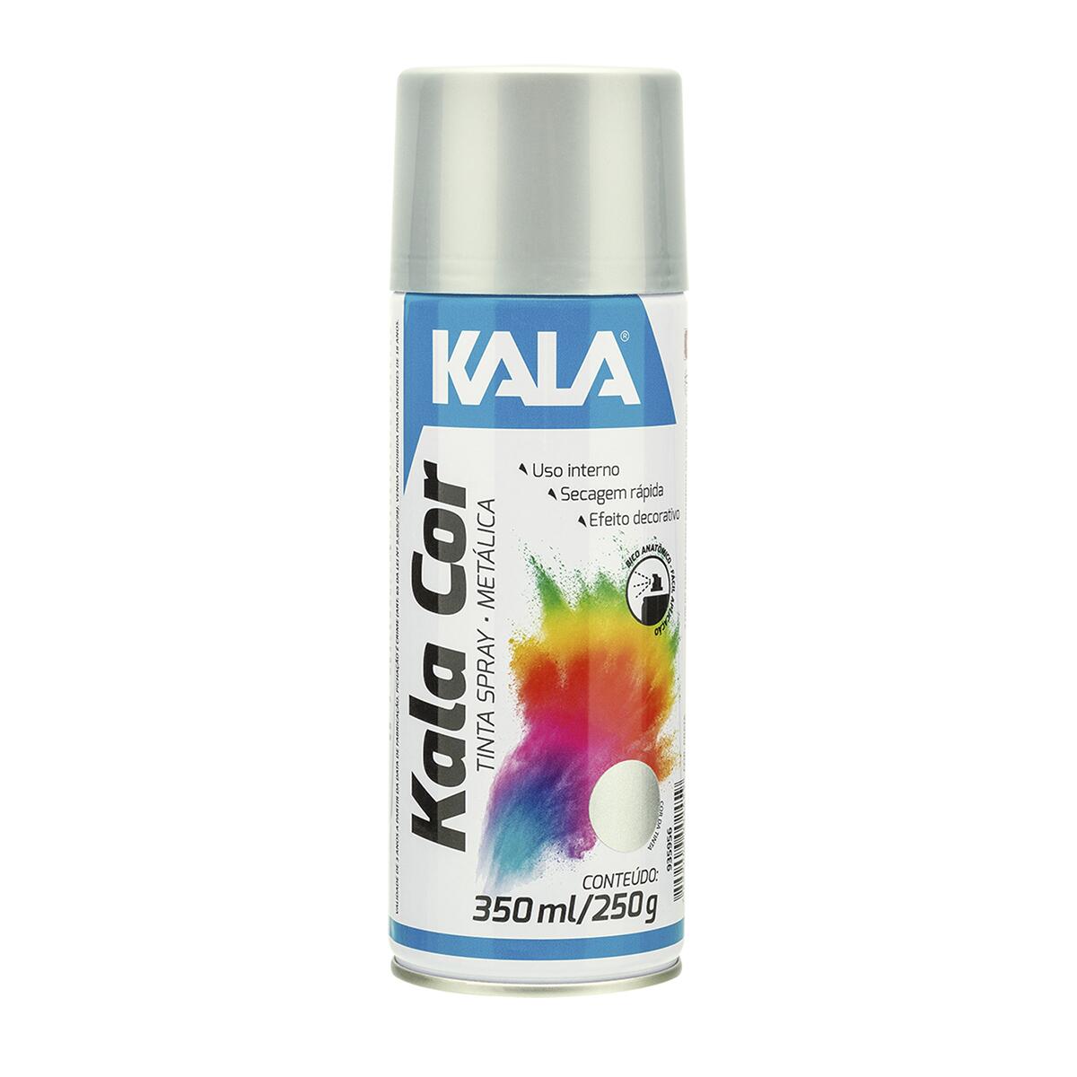 Tinta Spray MetÃ¡lico Kala Prata 350Ml