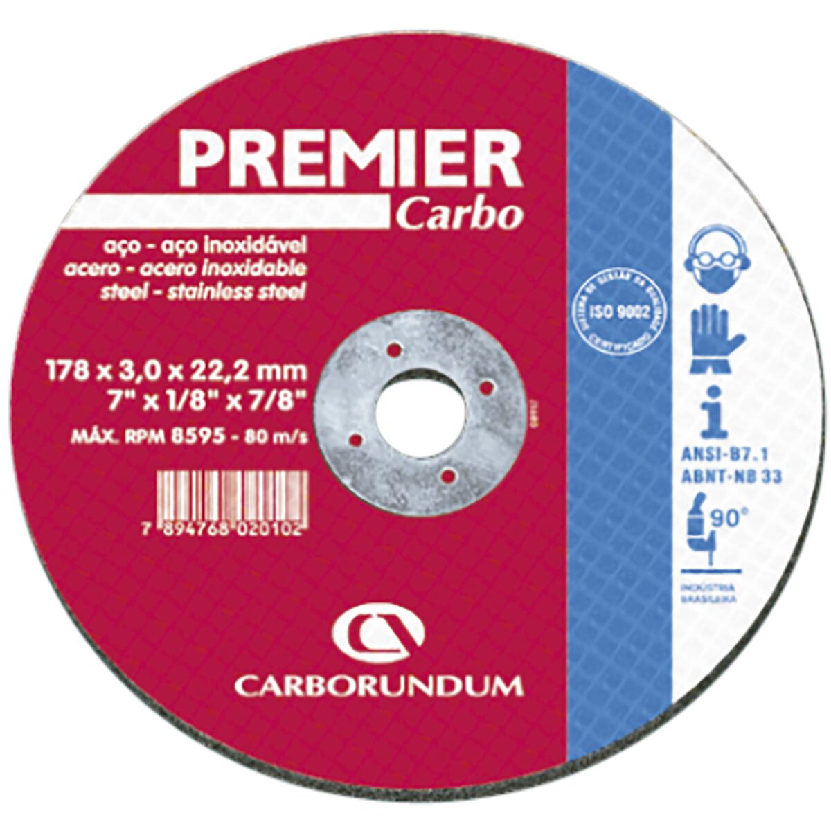 Disco Corte Fino AÃ§o Carborundum Premier 178X1,6X22,2