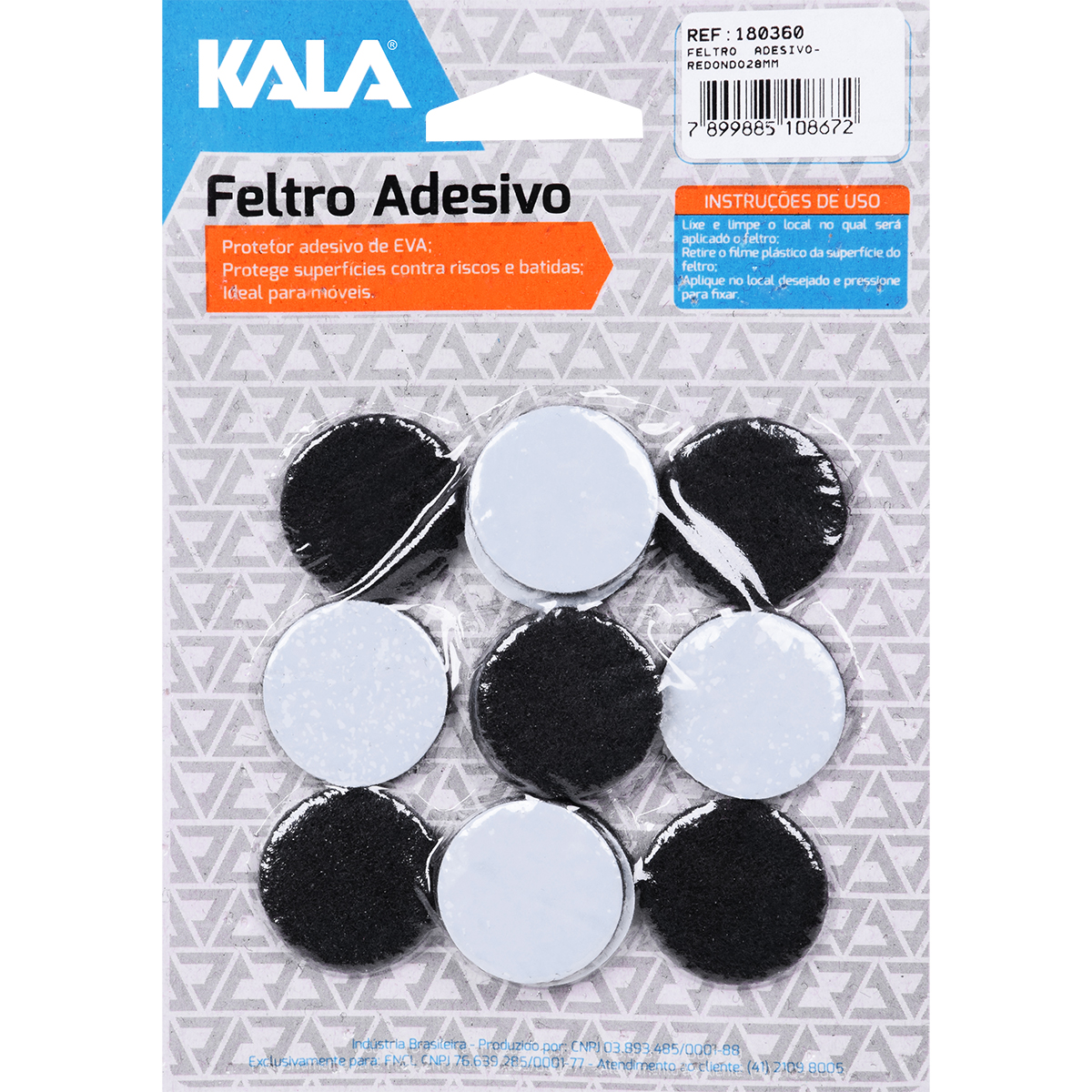 Feltro Adesivado 28Mm Carpete Cartela Com 12 PeÃ§as Kala