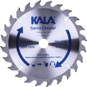 Disco Serra Circular 7.1/4″ Para Madeira 24 Dentes 7200Rpm Kala (Entregue por Super Pro Atacado)